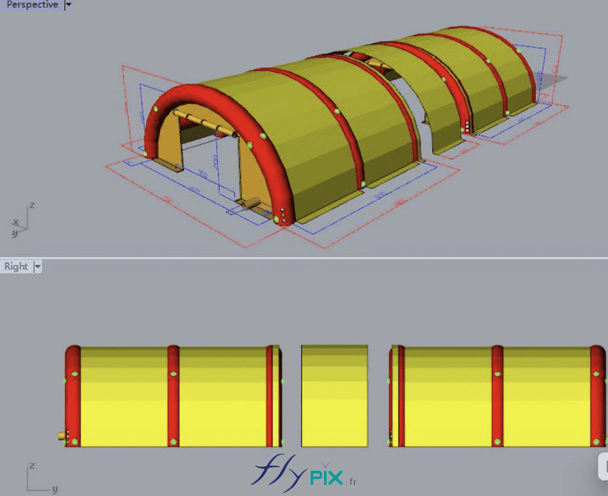 BAT Modelisation 3D Tente gonflable air captif chantier piscine PVC CSR TAJ SARL BLUEWIN Suisse 15