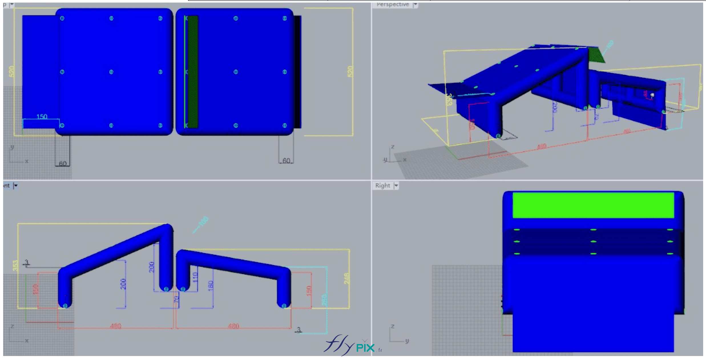 FlyPix abri tente gonflable air captif ventile pompe turbine enveloppe pvc 045 060mm chantier viaduc EUROVIA modelisation 3D etude ingenierie bat 1