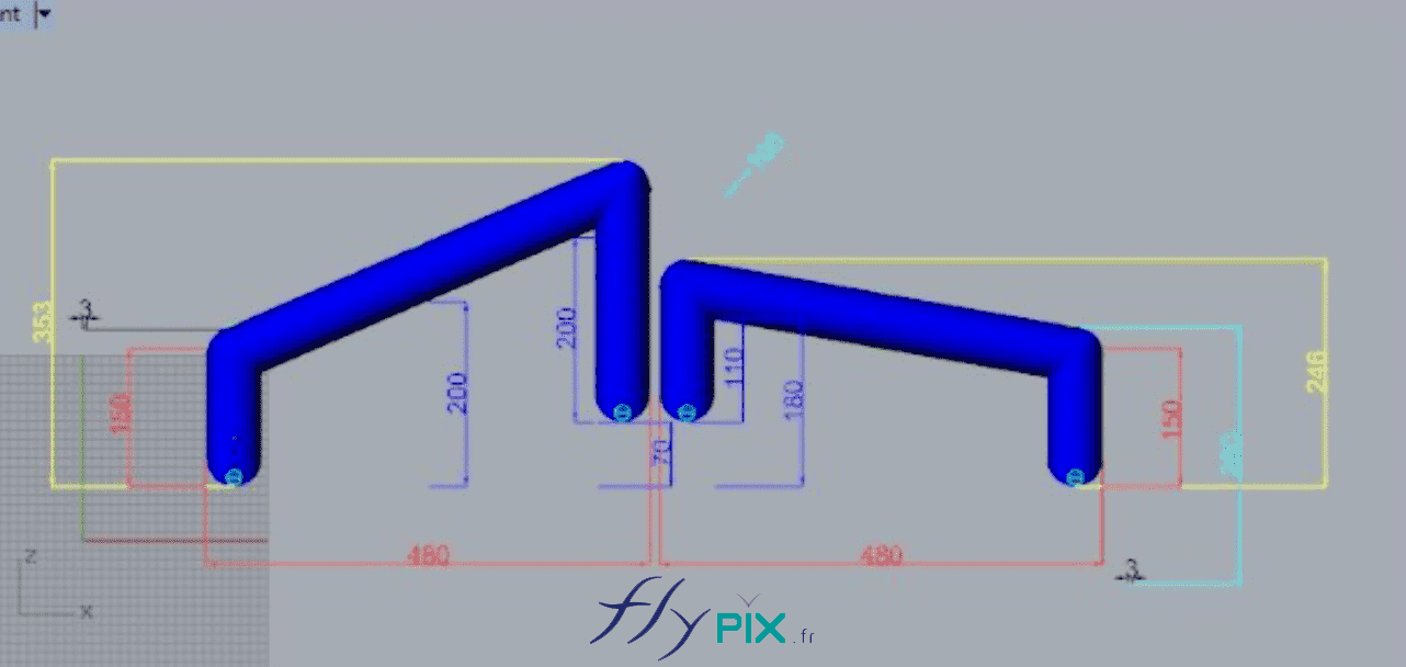 FlyPix abri tente gonflable air captif ventile pompe turbine enveloppe pvc 045 060mm chantier viaduc EUROVIA modelisation 3D etude ingenierie bat 2
