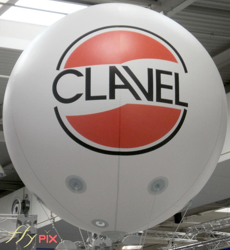 Ballon publicitaire à hélium, de forme sphérique, en PVC.
