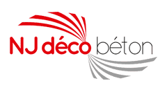Logo de la société NJ DECOBETON, pour tente gonflable chantier BTP et piscine, air captif