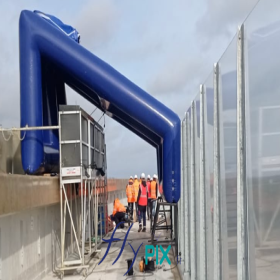 Eurovia : fabrication de 2 prototypes d'abris gonflables de chantier BTP pour un chantier sur un viaduc