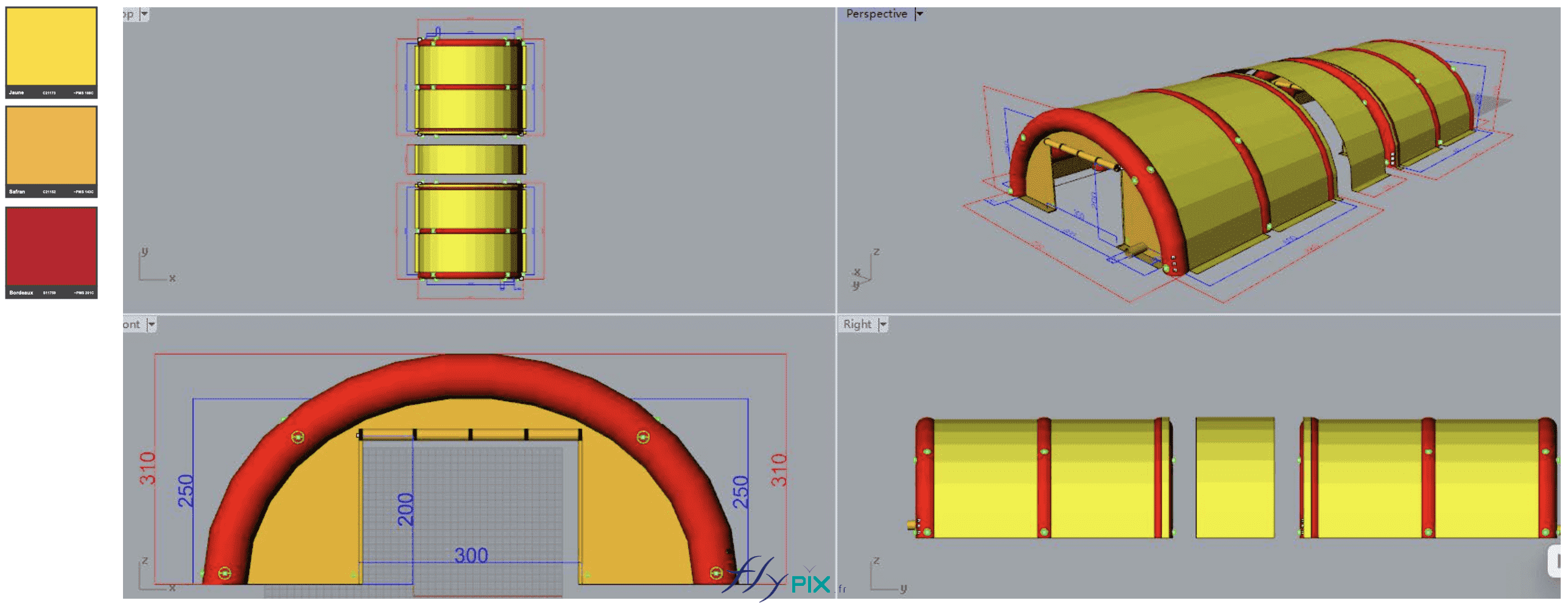 BAT Modelisation 3D Tente gonflable air captif chantier piscine PVC CSR TAJ SARL BLUEWIN Suisse 13