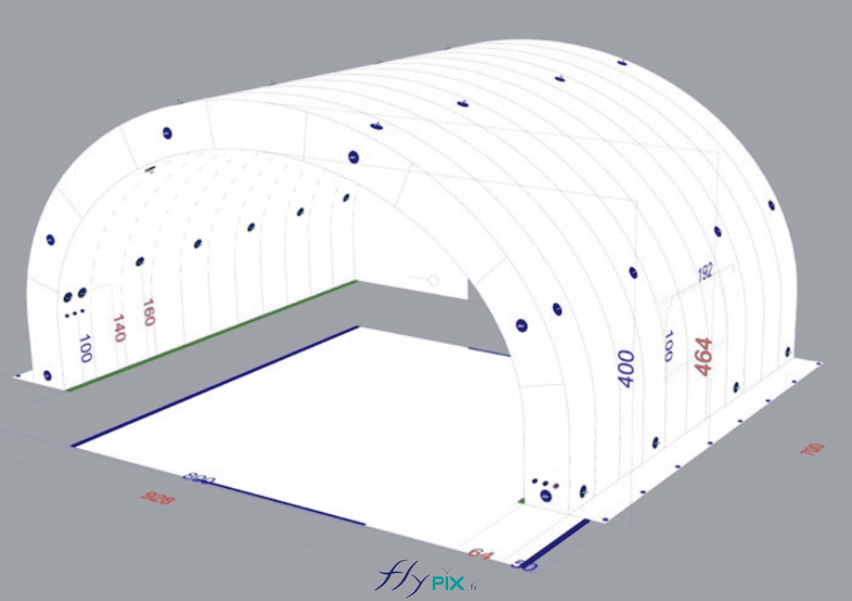 BAT modèle 3D modelisation 3D tente air captif tunnel stockage PVC06mm double peau 6