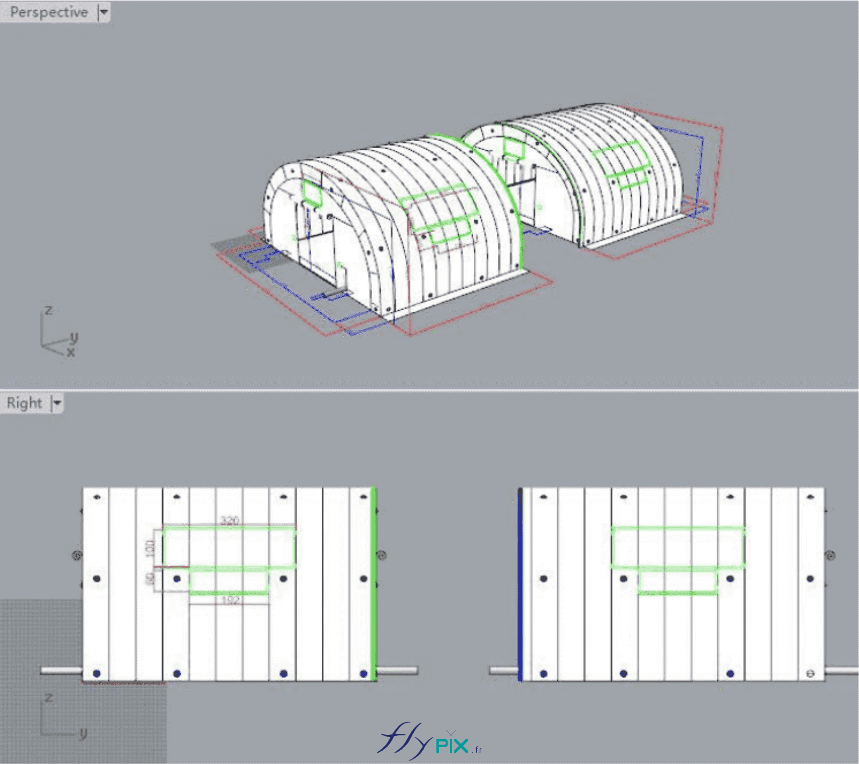 BAT modèle 3D modelisation 3D tente air captif tunnel stockage PVC06mm double peau 8