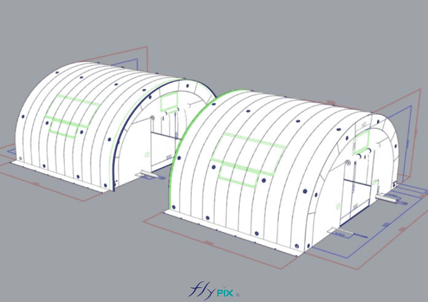 BAT modèle 3D modelisation 3D tente air captif tunnel stockage PVC06mm double peau 9