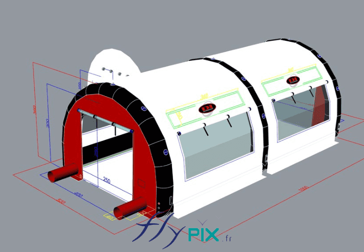 DI ENVIRONNEMENT BAT Modelisation 3D tente gonflable tunnel industrielle air captif enveloppe PVC fenetres transarentes cloison amovible 2