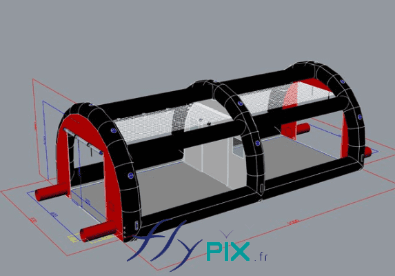 DI ENVIRONNEMENT BAT Modelisation 3D tente gonflable tunnel industrielle air captif enveloppe PVC fenetres transarentes cloison amovible 5