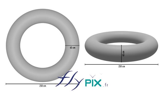 FlyPix : boudins gonflable air captif forme TORE, enveloppe PVC 0.6 mm simple peau, air captif, pompe électrique