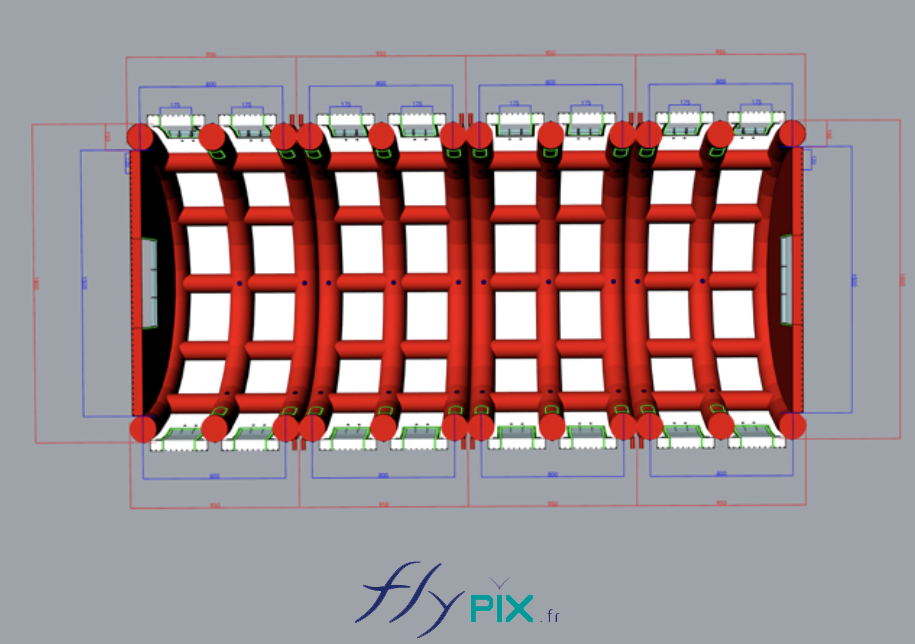 FLYPIX Etude modelisation 3D infographie conception tente reception public air captif tunnel pompe regulateur pression enveloppe PVC 06mm simple peau UNION BORDEAUX BELGES 12