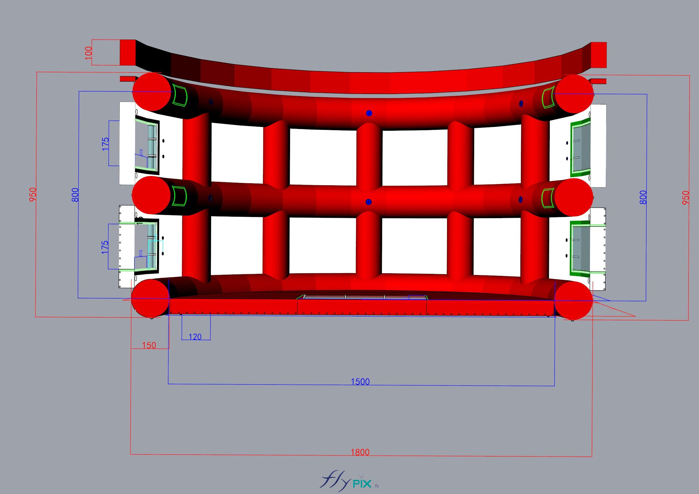 FLYPIX Etude modelisation 3D infographie conception tente reception public air captif tunnel pompe regulateur pression enveloppe PVC 06mm simple peau UNION BORDEAUX BELGES 5