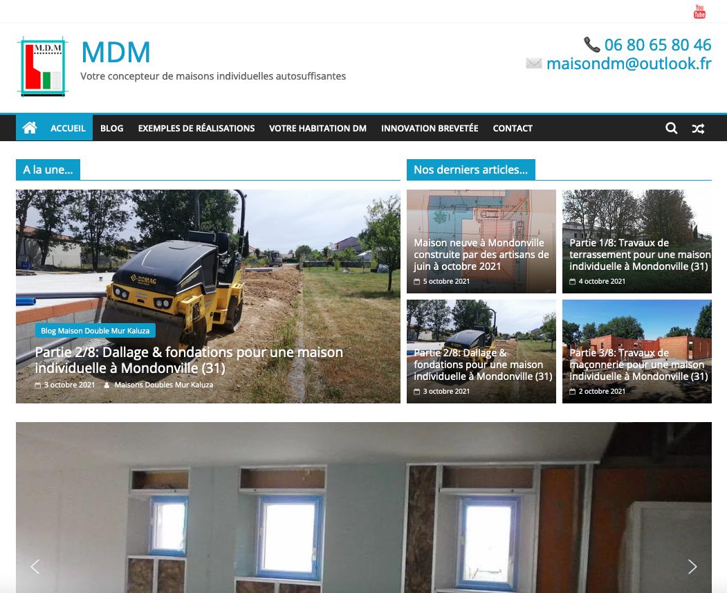 Création du site web pour la société MDM Maison Double Mur KALUZA, dans le Gers / Haute Garonne