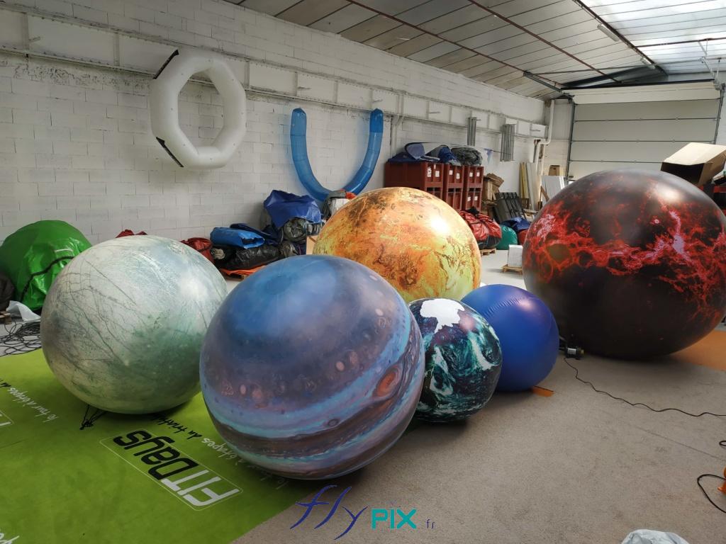 Ballons planetes et satellites air captif pvc 0.18 mm simple peau full print