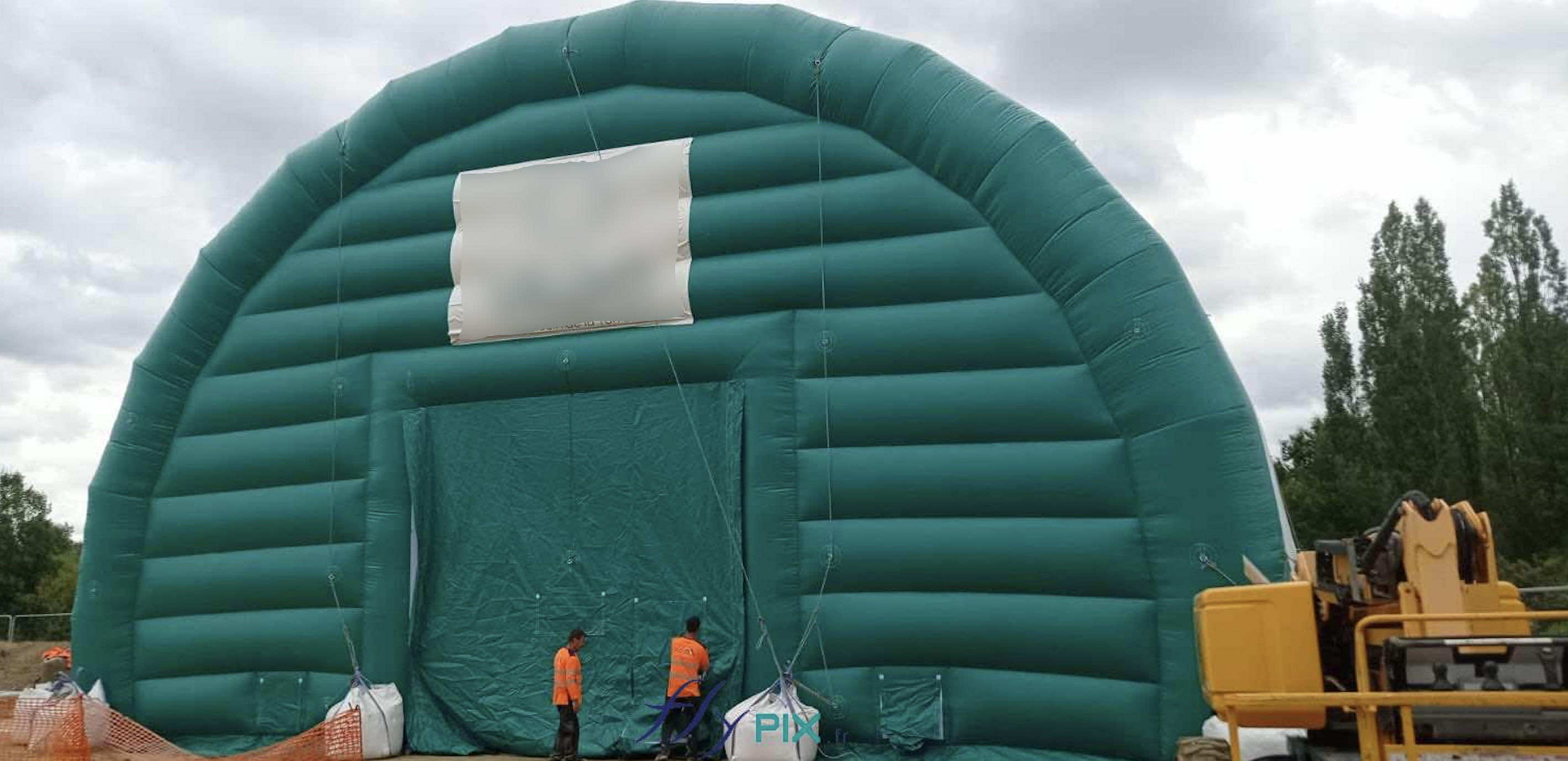 FLYPIX vue exterieure tente gonflable chantier depollution tunnel turbine enveloppe pvc 1
