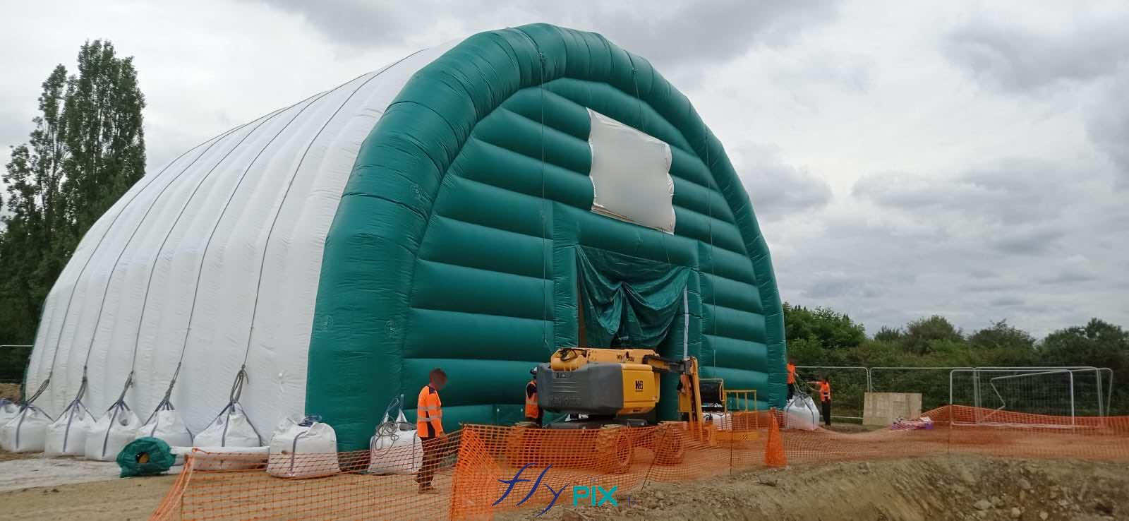 FLYPIX dépollution sol excavation sol hangar gonflable grande surface grande taille abri gonflable tente gonflable tunnel demi lune ventile turbine enveloppe pvc 045mm 7