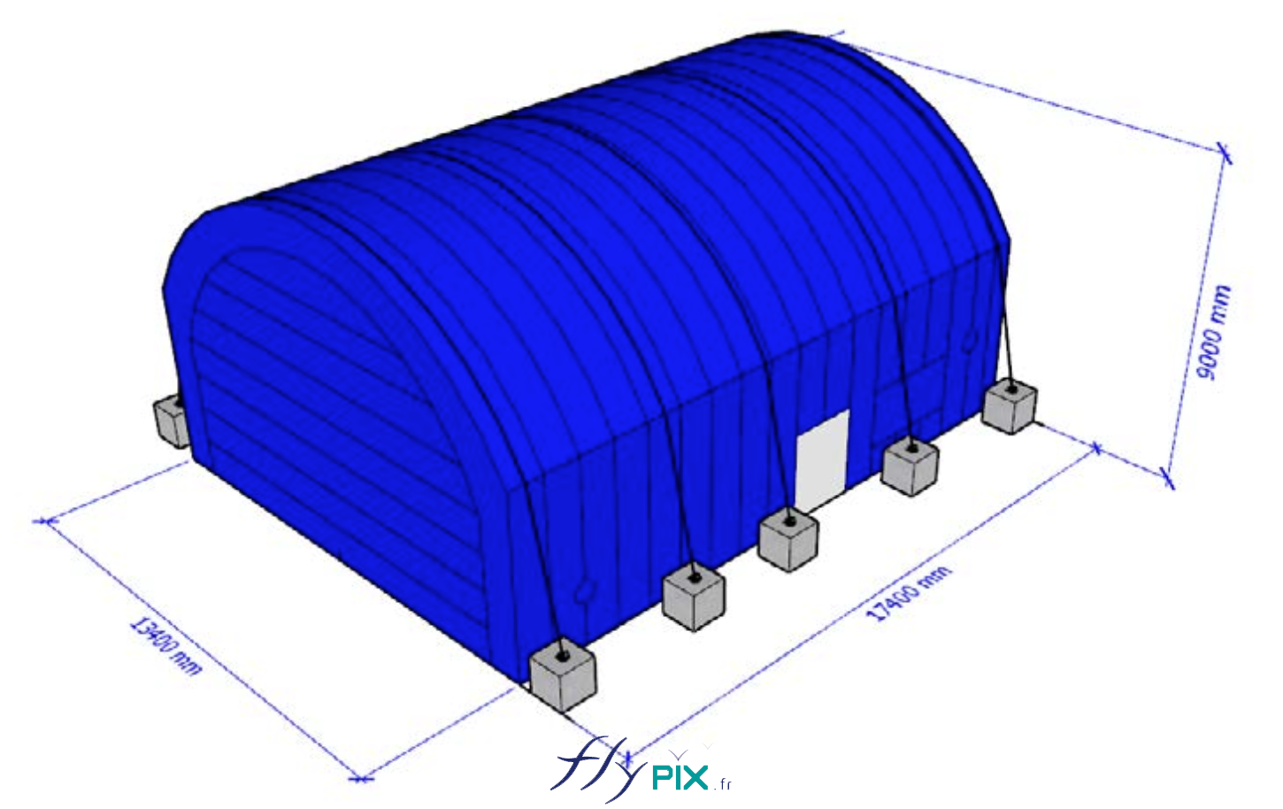 Modelisation 3D tente abri hangar industriel air captif PVC 06mm double peau capitonnee ALTRAD 2