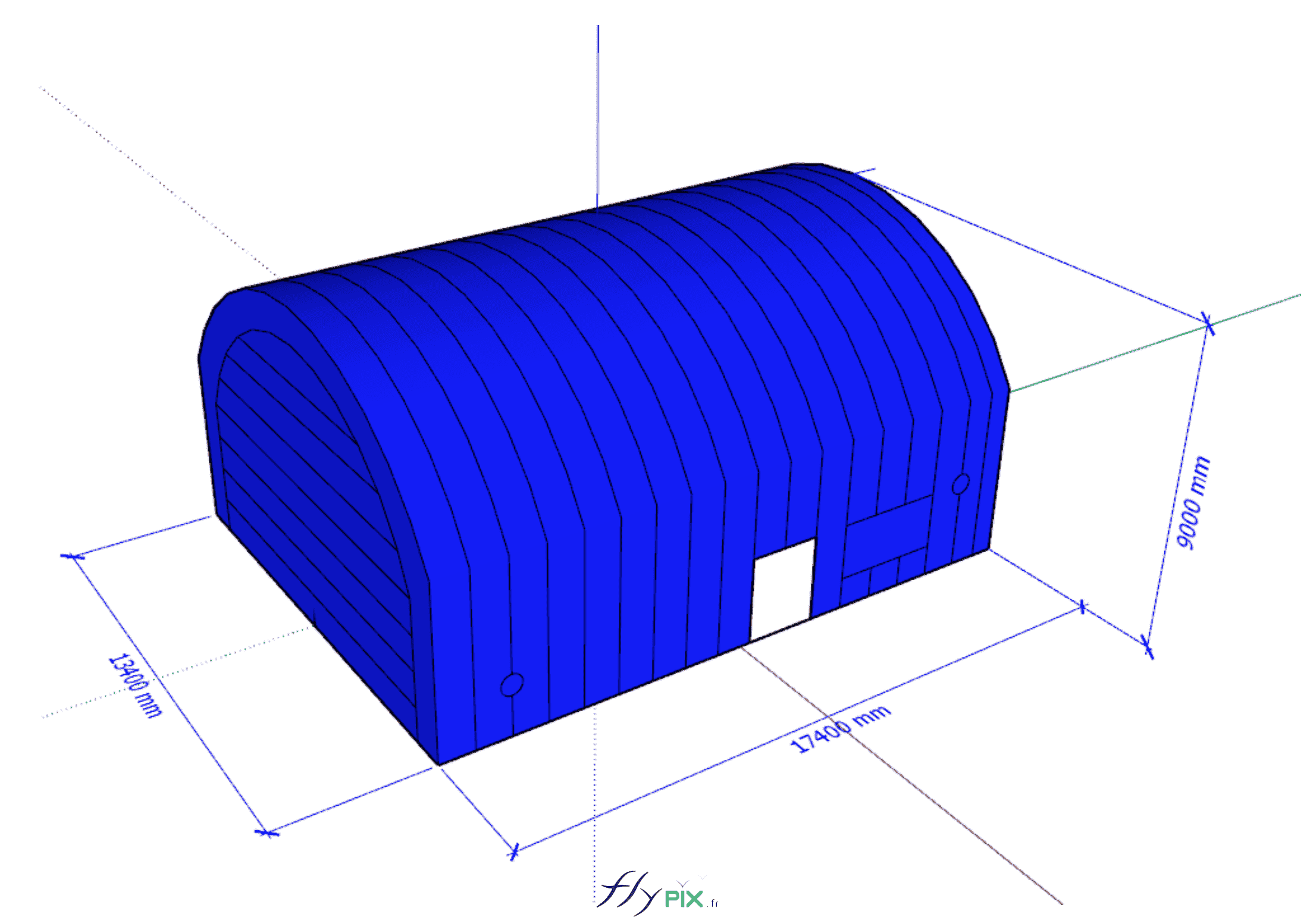 Modelisation 3D tente abri hangar industriel air captif PVC 06mm double peau capitonnee ALTRAD 3 1