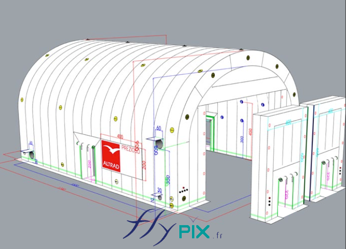 Modelisation 3D tente abri hangar industriel air captif PVC 06mm double peau capitonnee ALTRAD 9