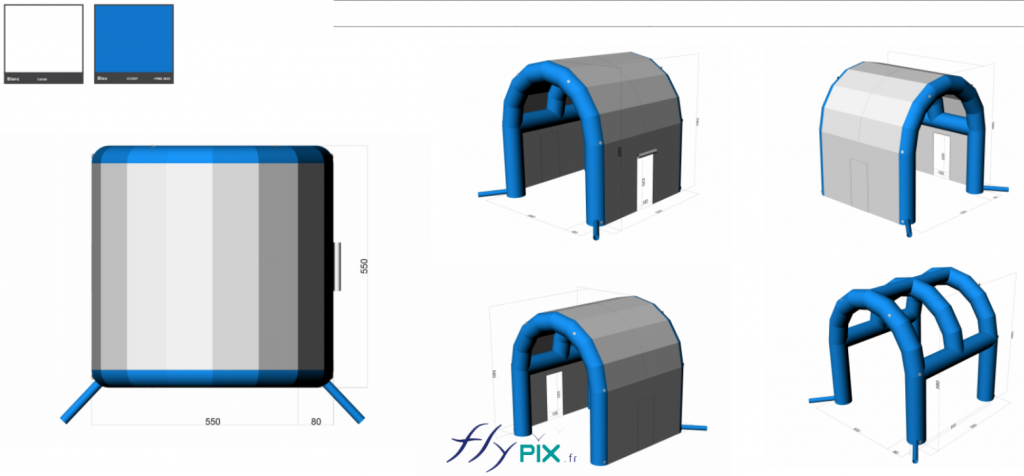 Etude de concept et modélisation 3D de la tente gonflable de chantier, validé par TRANSKEO/KEOLIS