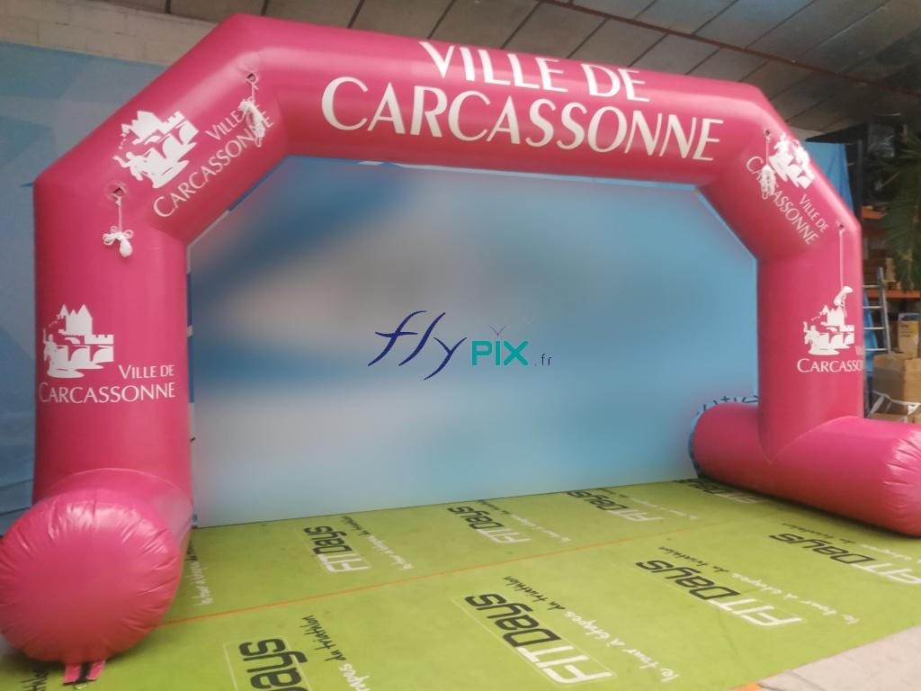 Fabrication d'une arche gonflable 6 x 4 m pour la mairie de carcassonne, full print