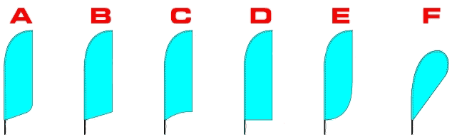 Formes différentes pour les oriflammes personnalisés imprimés.